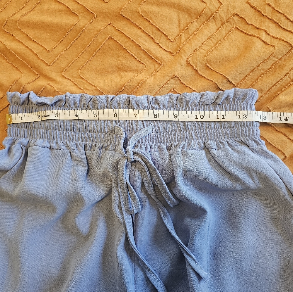 Wide Leg Drawstring Palazzo Pants Small Light Blue - Picture 7 of 11